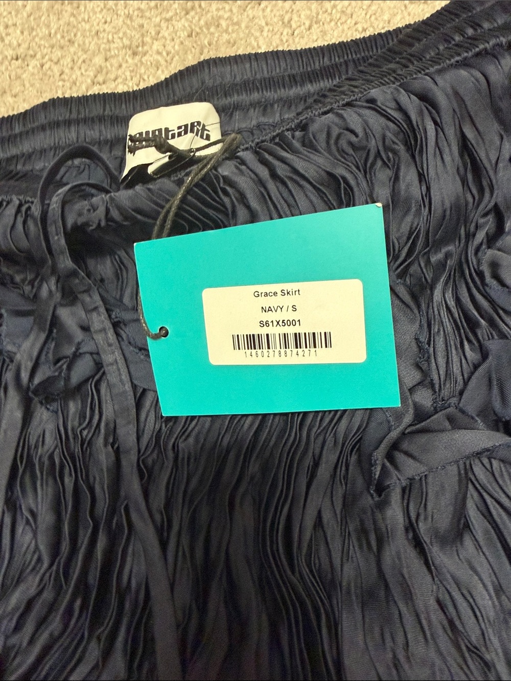 Navy Textured Ruffle Mini Skirt - Picture 4 of 4